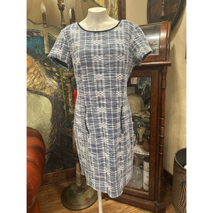 Women's Sharagano Plaid Shift Dress Size 12 Blue White